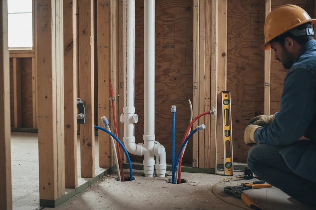 Drain and supply rough-in during Leak Detection in Homer